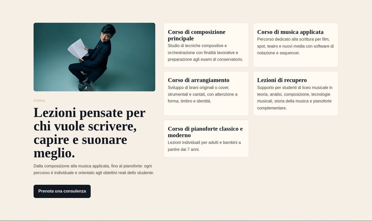 La sezione dei corsi, versione italiana