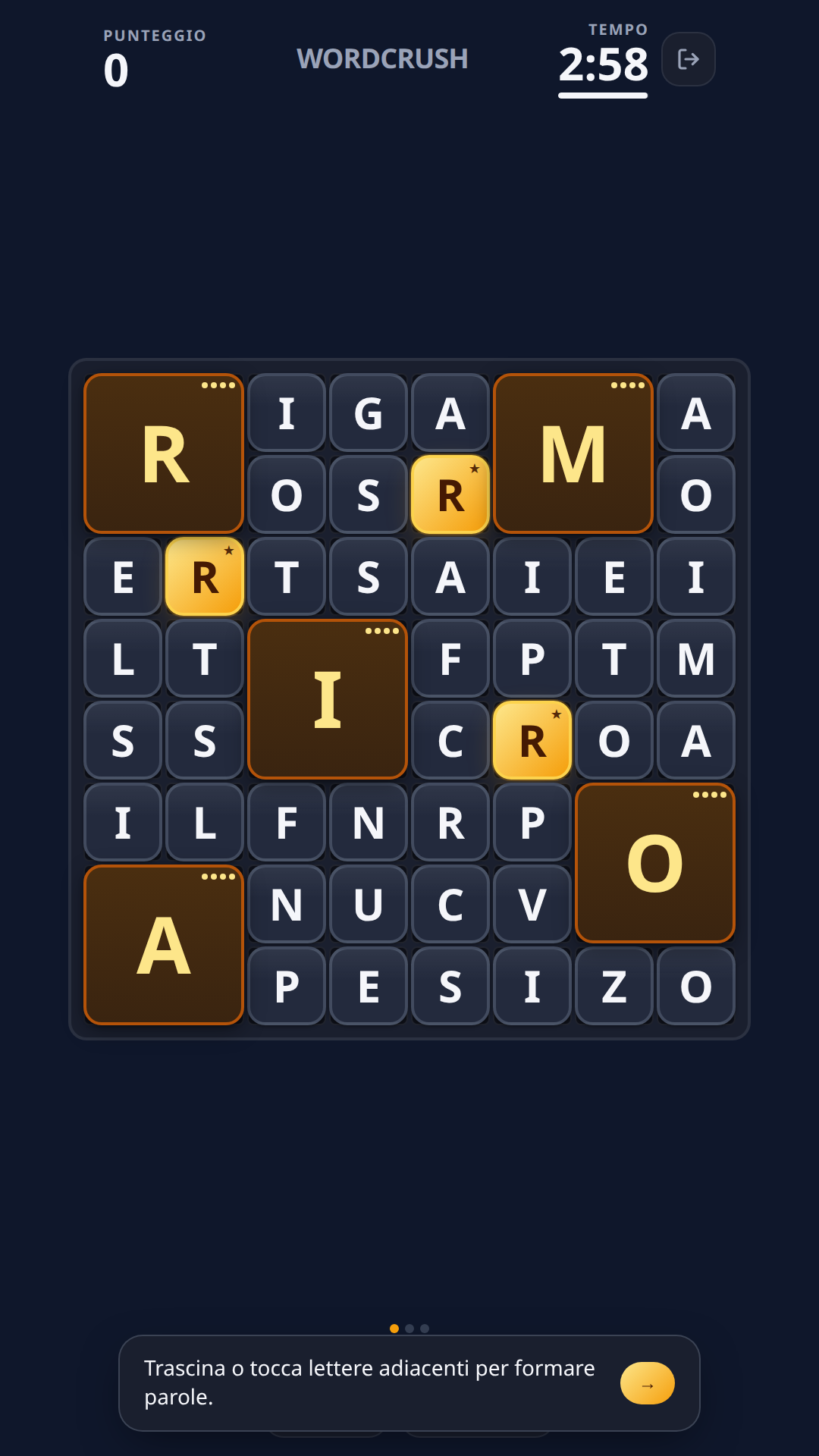 Schermata di gioco, design system premium