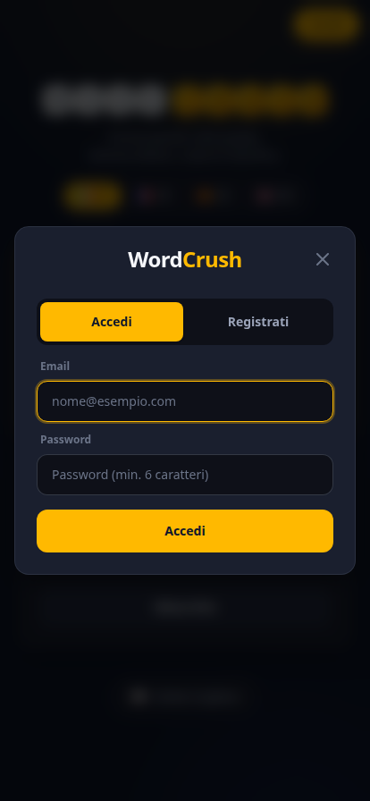 Modale di login, giugno 2026